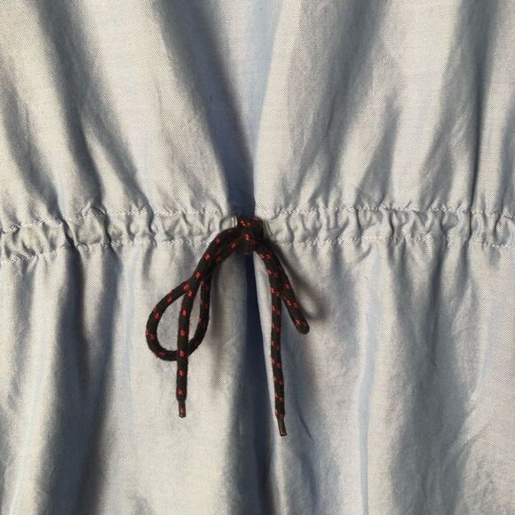 J Crew light blue chambray drawstring waist tunic blouse size small 100% cotton - Picture 3 of 8